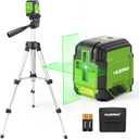 Laser Level with 40in Tripod, HUEPAR 98Ft Self Leveling Laser Level Green Line Laser Cross Line Laser Leveler Tool for Picture Hanging, Home Renovation, Indoor Project, Battery&Carrying Bag Included