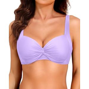 Women Underwire Bikini Top - 2025 Push Up Swimsuit Tops Padded Bra Bathing Suit, Size Medium