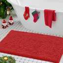 LuxUrux Ultra-Soft Chenille Bath Mat - Plush Microfiber Bathroom Rug, Super Absorbent & Quick-Dry, Cozy Shaggy Design, Machine Washable (24 x 36 inches, Red)