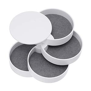 Ldirect Jewelry Organizer Small Jewelry Storage Box 4-Layer Rotating Travel Jewelry Tray Holder for Women Bracelets Rings Bracelets Earrings (White)