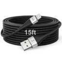 Extra Long iPhone Charger Cord 15FT [Apple MFi Certified] USB A to Lightning Cable Braided Fast Charging Cord Compatible with iPhone 14 Pro Max/Plus/13/12/11/X/XR/XS/SE/8/7/6/5/iPad - Black