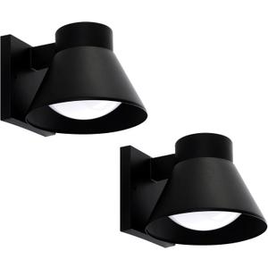 UME 2 Pack LED Outdoor Wall Light Fixtures, Black Front Porch Lights Wall Mount Lighting, Exterior Waterproof Wall Lantern Light Fixture Anti-Rust Farmhouse Wall Sconce for Patio, Doorway, Garage