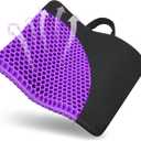 Gel Seat Cushion, for Long Sitting -Double Thick Gel Seat Cushion Breathable Honeycomb Chair Cushion with Non-Slip Cover for Office Chair Car, Wheelchair, Long Trips,Relief Sciatica Pain (Large Violet)