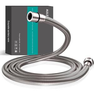 shower hose 304 stainless steel extra long shower hose replacement handheld shower head hose extension (Brushed-Nickel, 78 inch)