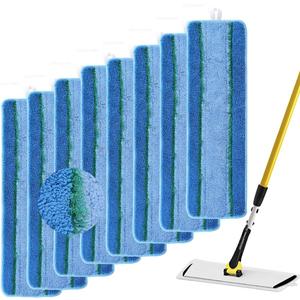 Upgraded Replacement Microfiber Mop Pads for Rubbermaid Commercial 18 Inch Mop 17 Inch Mops, Reusable Wet & Dry Commercial Cleaning Flat Mops System 18" 17" Refill Head for Multi-Surface Floor-8 Pack (Upgrades Blue 8pack)
