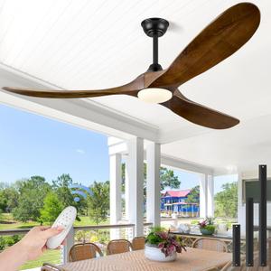 ABZ 60 Inch Ceiling Fans with Lights, Solid Wood Propeller Ceiling Fans with Lights and Remote Control Outdoor Ceiling Fan for Patios Propeller 3 Blades for Indoor Living Room, Walnut Wood ABZ 60 Inch Ceiling Fans with Lights, Solid Wood Propeller Ceiling Fans with Lights and Remote Control Outdoor Ceiling Fan for Patios Propeller 3 Blades for Indoor Living Room, Walnut Wood