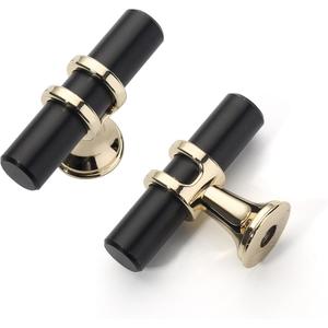 Asidrama 10 Pack Matte Black Kitchen Cabinet Knobs Dresser Knobs Drawer Knobs Single Hole Cabinet T Bar Pull Handles for Kitchen Wardrobe Cupboard