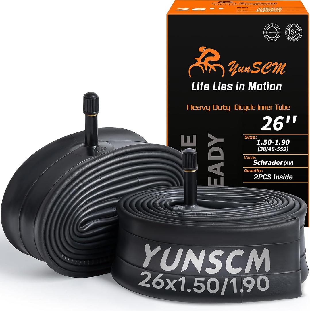 YUNSCM 2-PCS Heavy Duty 26" Bike Tubes 26x1.50/1.75/1.9038/48-559 32mm Schrader Valve 26 Bicycle Inner Tubes Compatible with 26 x 1.50 26 x 1.75 26 x 1.90 Bike Bicycle Tire Tubes