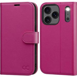 OCASE Compatible with iPhone 17 Pro Wallet Case, PU Leather Flip Folio Case with Card Holders RFID Blocking Kickstand [Shockproof TPU Inner Shell] Phone Cover 6.3 Inch 2025, Rose
