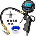 Nilight 50026R Digital Tire Inflator Pressure Gauge,250 PSI Air Chuck and Compressor Accessories Heavy Duty with Rubber Hose Quick Connect Coupler for 0.1 Display Resolution