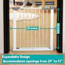 44.72"-46.89" Baby and Pet Safety Gate, 30" Tall Metal Walk-Thru Gate for Doorways & Stairs, Easy One-Hand Open, Dual Lock, Extensions & Wall Mounts Included (White, 29"-46" W x 30.5“H)