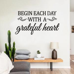 Inspirational Family Quotes Wall Decals: Home Vinyl Art Wall Stickers for Living Room Kitchen - Begin Each Day 28.6" X 15" (Large)