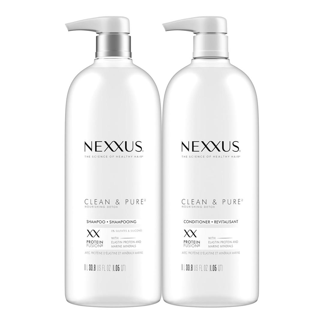 Nexxus Clean and Pure Clarifying Shampoo and Conditioner 2Pack With ProteinFusion, for Nourished Hair Paraben Free 33.8 oz