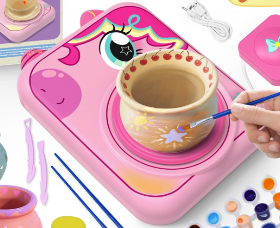 Pottery Wheel for Kids, Girls Arts and Crafts Toys for Kids Ages 8-12,Pottery Studio Craft Kit with 3 Pack Air-Dry Clay, Art Supplies for Kids Toys Girls Birthday Gift for 6 7 8 9 10 11 12+