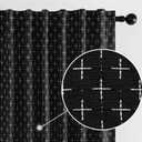 MIULEE Decorative Back Tab Linen Curtains with Geometric Pattern for Living Room Bedroom Farmhouse Rustic Thick Woven Textured Patterned Mudcloth Drapes 90 Inch Long 2 Panels Set, Black