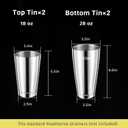 Boston Shaker Set, 4Pcs Professional Cocktail Shaker Set (18oz/28oz), Weighted Stainless Steel Bar Shaker for Bartending, Leakproof & Dishwasher Safe, Ideal for Bar and Professional Bartender