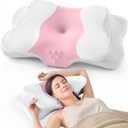 DISSA Cervical Neck Pillow for Side Sleepers Ergonomic Contour Memory Foam Pillow with Adjustable Orthopedic Neck Support for Pain Relief - Gift for Christmas & Birthdays - Pink