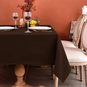 MEANMOY Brown 210 GSM Water & Stain Resistant Square Tablecloth - Solid 54 x 54 Inch Rectangle Table Cloth Cover in Wrinkle Free Washable Wipe Clean Polyester Fabric for Wedding, Party, Banquet