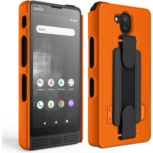 Case Compatible with Sonim XP10 (XP9900), Protective Shell Case with Handstrap, Kickstand and Screen Protector (Orange)