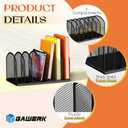 7-Section Metal Upright File Sorter Organizer, Office Small Letter Sorter Desktop File Organizer Metal Mesh Iron Sole, Black