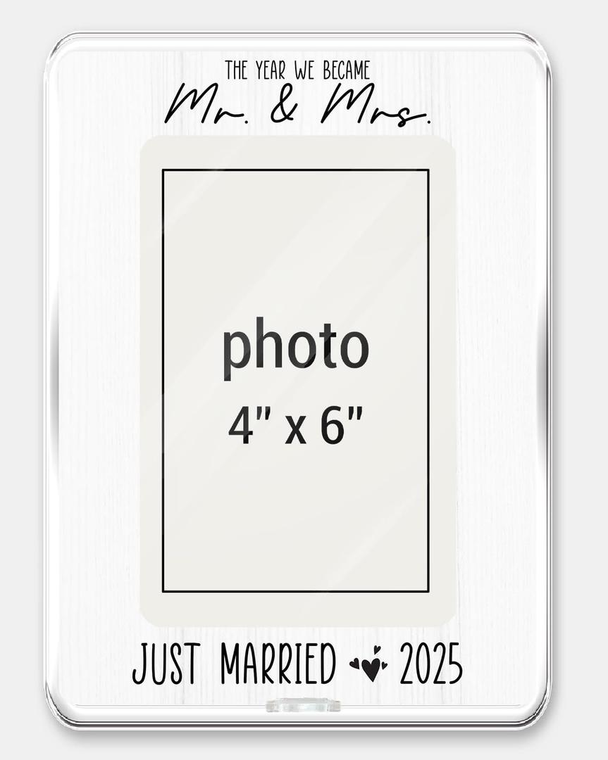 Wedding 2025 Picture Frame Gifts for Couples, Mr and Mrs Gifts, 8x5.7 inches