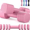 Adjustable Dumbbell Set of 2, 4 in 1 Free Weights Dumbbells Set for Women, Hand Weights for Women at Home, Each 2lb 3lb 4lb 5lb with TPU Soft Rubber Handle for Home Gym Exercise Training (Pink)