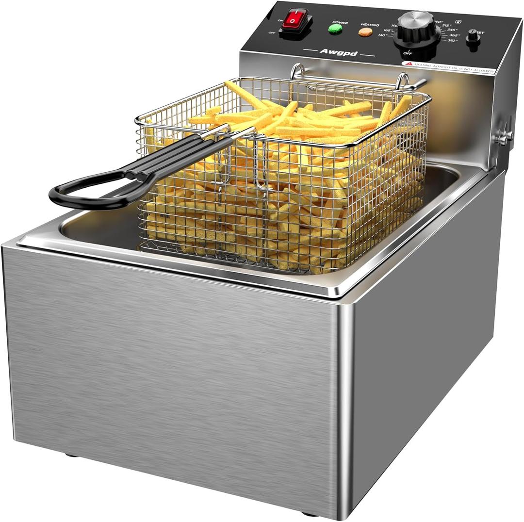 Electric Deep fryer Single Tank Deep Fryer with Basket Capacity 10L(10.5QT) Electric Countertop Fryer Stainless Steel Deep Fryers for Restaurant Home Use, 1700 Watts, 110V (10L) Electric Deep fryer Single Tank Deep Fryer with Basket Capacity 10L(10.5QT) Electric Countertop Fryer Stainless Steel Deep Fryers for Restaurant Home Use, 1700 Watts, 110V (10L)