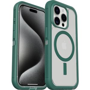 OtterBox iPhone 15 Pro Max Defender Series XT Case with MagSafe, Screenless, Rugged - Non-Retail Packaging - Clear/Green