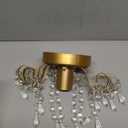 Q&S Mini Chandelier Crystal Ceiling Light,Small Flush Mount Gold Light Fixture for Entryway Bedroom Barthroom Hallway Closet E26