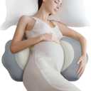 Pregnancy Pillow Cooling for Sleeping, Detachable and Adjustable Double-Sided Support Maternity Pillow Skin-Friendly for Pregnant Women Back, HIPS, Legs(30Slope Design Verified by Expectant Mothers)