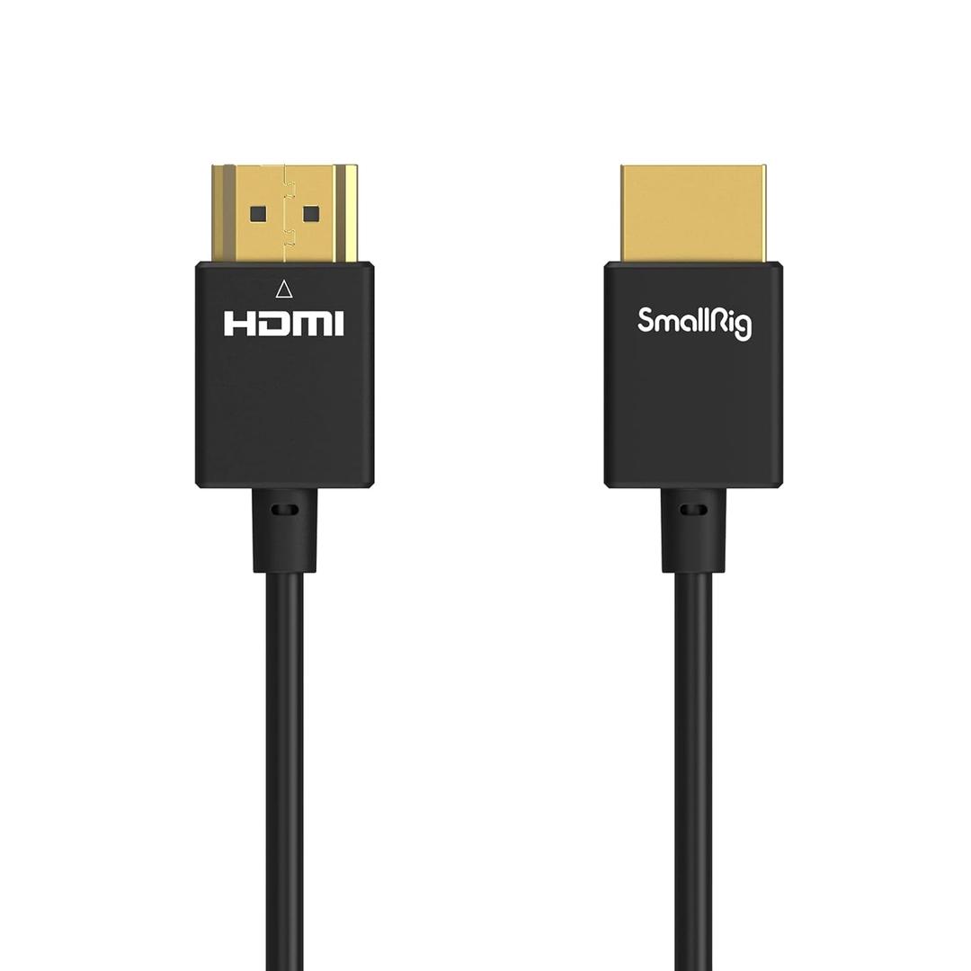 SMALLRIG Upgraded Ultra Thin HDMI Cable 35cm/1.15Ft (A to A), 4K Hyper Super Flexible Slim Cord, High Speed Supports 3D, 4K@60Hz, Ethernet, ARC Type-A Male to Male for Camera, Monitor, Gimbal - 2956B