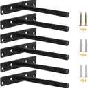 Blind Floating Shelf Brackets 5 Inch - DIY Heavy Duty Wall Shelf Brackets, Solid Steel Matte Black Hidden Support with Hardware for Custom Wood Shelves (6 Pack)