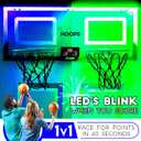 Franklin Sports Over The Door Indoor LED Basketball Hoops-Steel Rim Mini Basket-Includes Ball and Pump-Light Up Backboard