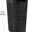 Mind Reader Slim Laundry Hamper with Lid, 40L Clothes Basket, Narrow Tapered Design with Ventilated Cutout Pattern, Plastic, Black, Single
