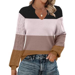 Zeagoo Womens 2026 Fall Sweaters Casual Long Sleeve V Neck Loose Lightweight Crochet Knit Pullover Sweater Tops