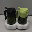 CXINYI - 16oz/470ml Olive Oil Dispenser for Kitchen with Stickers - 2 in 1 Olive Oil Sprayer for Cooking, Air Fryer, and Salad, Black&Green (Light-Proof Kitchen Gadget)