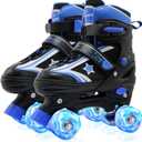 Kids Roller Skates for Boys Girls, 4 Size Adjustable Kids Rollerskates with Light Up Wheels Roller Skates for Boys Girls Size 11-2