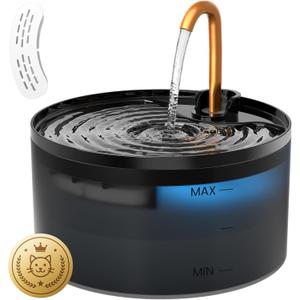 Cat Water Fountain, 71oz/2.1L Cat Fountain for Drinking with Copper Faucet, MISFANS-Designed Pump & Filter, Plastic Automatic Pet Water Fountain Bowl & Dispenser with 1-Pack Replaceable Filters