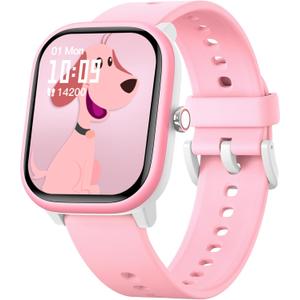 Smart Watch for Kids Girls Boys No APP/Phone Needed, 1.8" IP68 Waterproof Sport Kids Watch Pedometer, Heart Rate, Sleep Monitor, Step Counter, 12 Puzzle Games for Girls Boys Teens 6-16 (Pink)