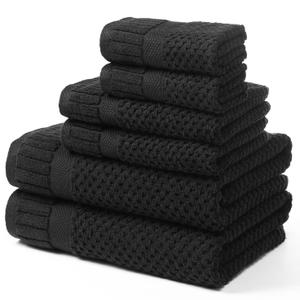DIGEU 100% Cotton Bath Towels for Bathroom,Highly Absorbent Bath Towels Set Quick Dry,Luxury Soft Towels for Hotel(4 Piece,Black)
