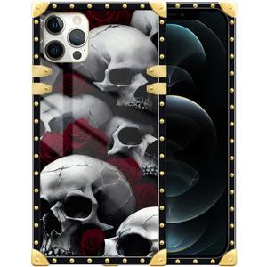 DAIZAG Case Compatible with iPhone 15,Golden Shockproof Phone Gift Case,Roses and Skeletons