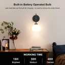 SANTOSTOCK Black Wireless Rechargeable Wall Sconces with Remote Control, Battery Operated Wall Sconce Set of 2, LED Dimmable Wall Lights with Opal White Glass Shade, 12 Colors RGB & 3 CCT Bulb
