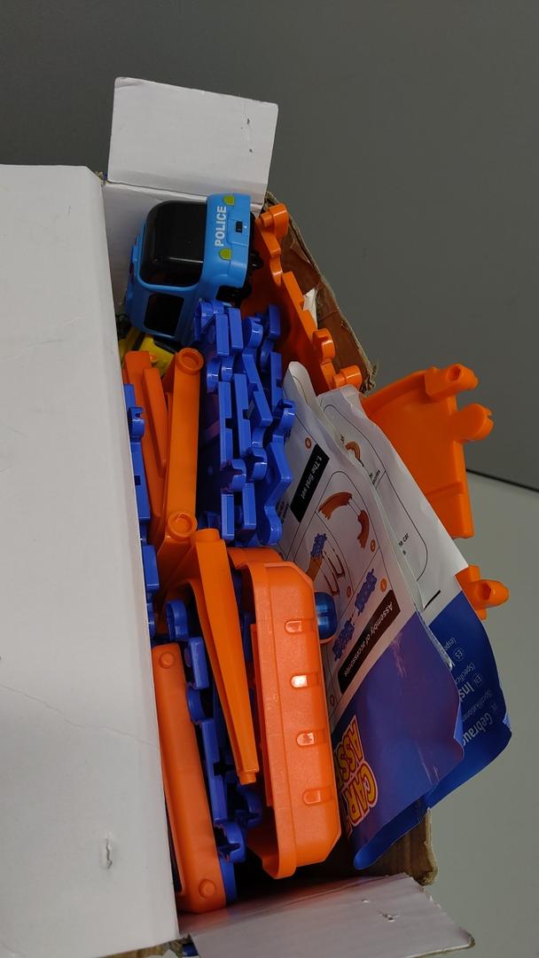 3-Tier Toddler Puzzle Race Cars Track Toys for Kids Age 3-5 5-8, 59PCS Puzzles Car Track Set Includes 2 Cars and Rich Road Signs, Educational Birthday Gifts for Kids, Boys and Girls