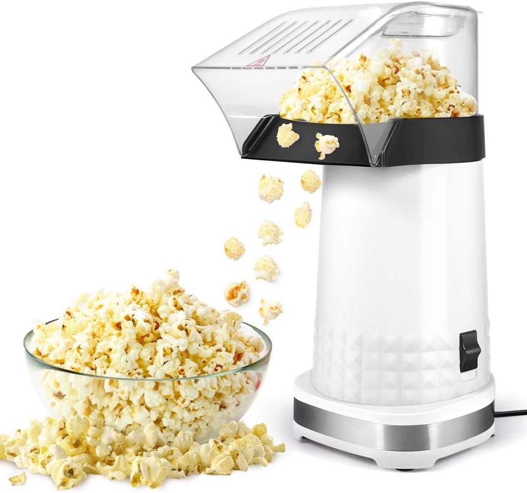 Hot Air Popper Popcorn 1200W Electric Hot Air Popcorn Maker for Family Movie Nights Home Popcorn Machine, White