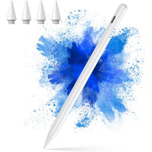 Stylus Pen for iPad 2018-2025, 20-Mins Fast Charge for Apple Pencil with Tilt & Palm Rejection, Active Digital Pens Compatible with iPad 6-10th Gen/A16, Pro 13"/12.9"/11/M4, Air 3/4/5/M2/M3, Mini 5/6 (White)