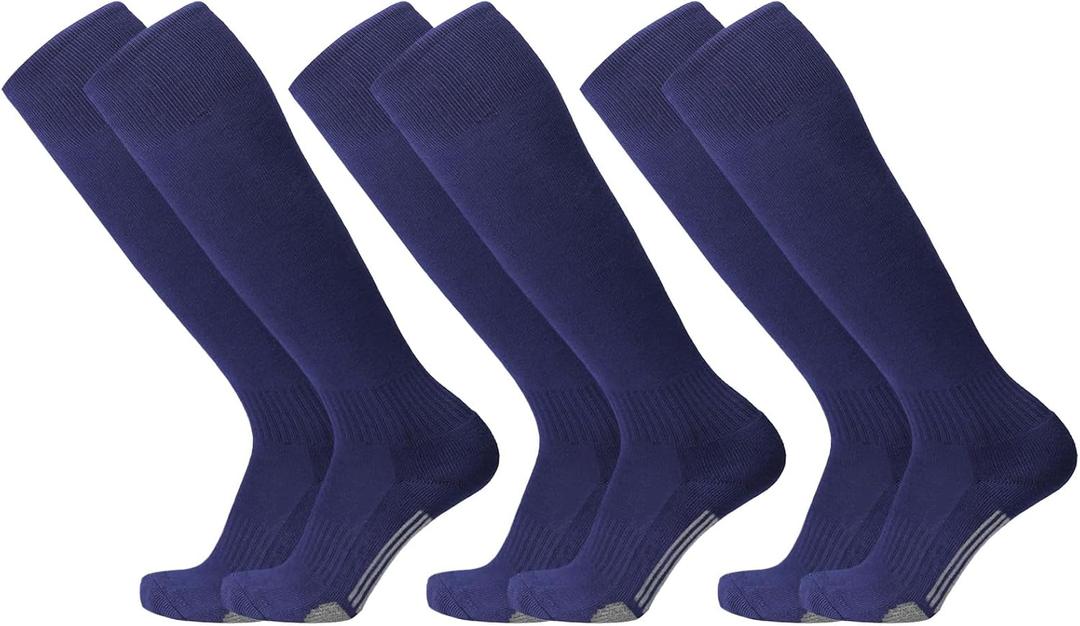 Youper Youth Baseball & Softball Socks Over The Calf Length (3 Pairs) (Medium, Navy)