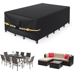 Patio Furniture Covers, Gorpche Outdoor Furniture Covers Waterproof, Tear-Resistant Patio Table and Chair Set Cover with Upgraded Fastener Windproof Buckle Straps, Heavy Duty, 90"L× 62"W×28"H, Black