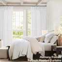 Extra Wide Pinch Pleat 100 x 84 Inch Linen Curtains for Living Room Divider White Light Filtering Semi Sheer Pleated Drapes Patio Curtains for Sliding Door Floor to Ceiling Window Drapes Panels