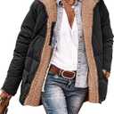 Tankaneo Womens Reversible Puffer Jackets Sherpa Lined Fleece Winter Coats Casual Zip Up Hooded Warm Outerwear