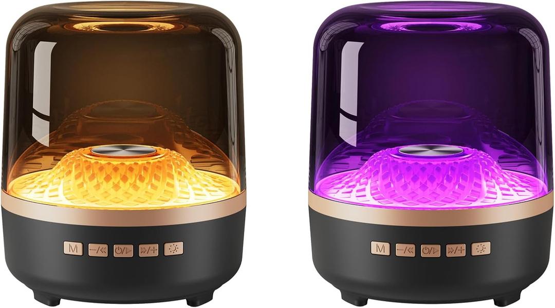 Bluetooth Speaker with HD Sound and Lights, Portable Wireless, Long-Lasting Battery Life, TWS Pairing, for Home/Party/Outdoor/Travel/Beach, Stocking Stuffers, Gifts for Adults (Black - 2)